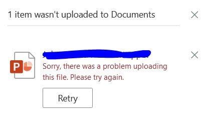 why is my file not uploading to onedrive