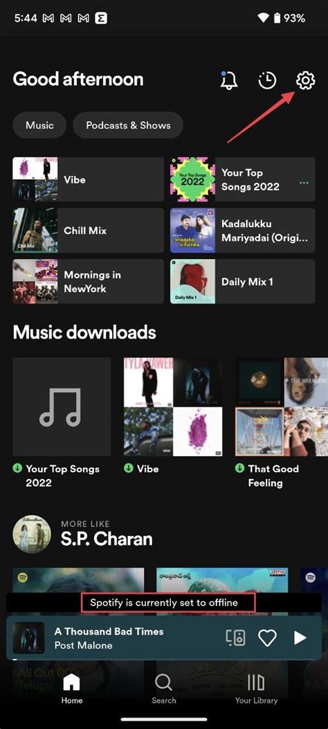why is spotify showing offline