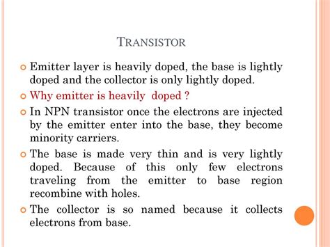 why is the base of transistor lightly doped class 12 physics