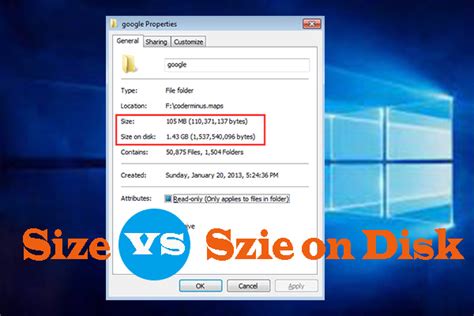 why is there a big difference between size and size on disk