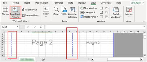 why is there a vertical dotted line in excel