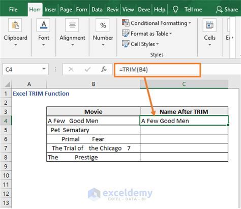 why is trim not working in excel