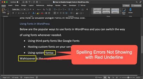 why is word not showing spelling errors