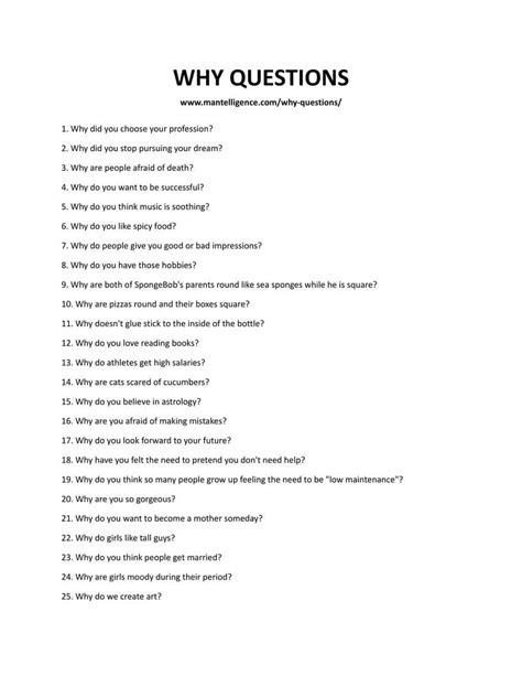 why questions examples list with answers pdf
