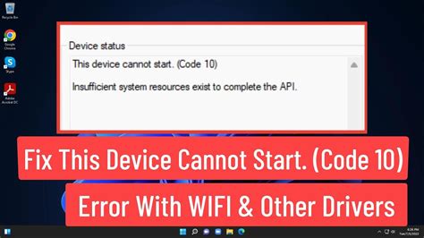 wifi driver error this device cannot start code 10