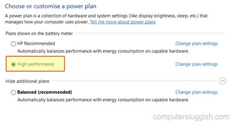 windows 10 change power settings to high performance