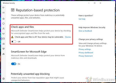 windows 10 disable microsoft defender smartscreen