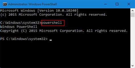 windows 10 run powershell as administrator from command line
