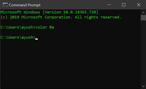 windows command prompt change text color