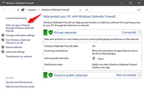 windows defender allowed apps