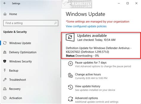 windows defender definition updates backup folder