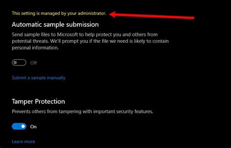 windows defender disabled by admin