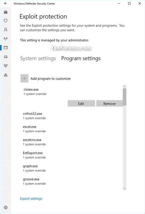 windows defender exploit protection settings