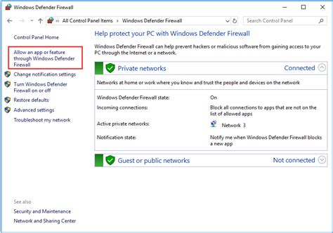 windows defender firewall allow apps