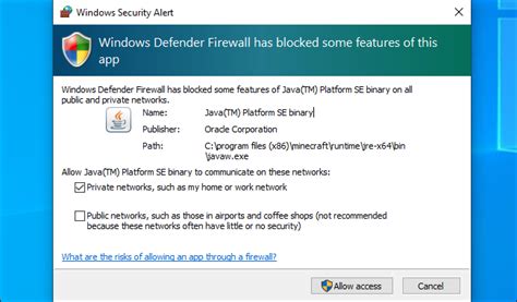 windows defender firewall blocking apps