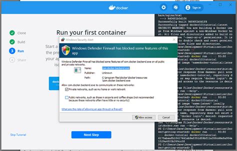 windows defender firewall has blocked some features of docker desktop backend