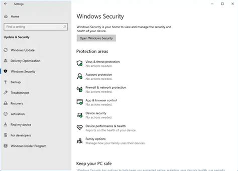 windows defender settings registry