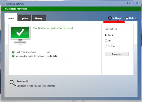 windows defender user interface not working