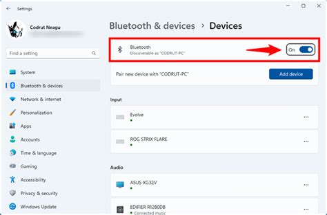 windows turn on bluetooth without mouse