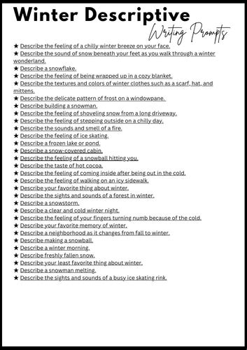 winter descriptive writing examples