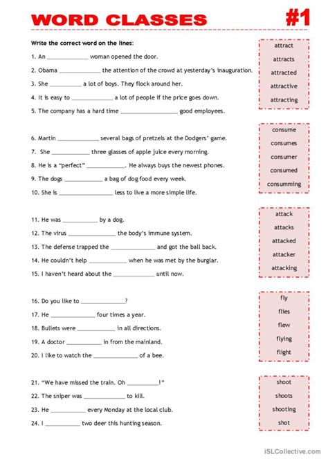 word class exercises with answers pdf