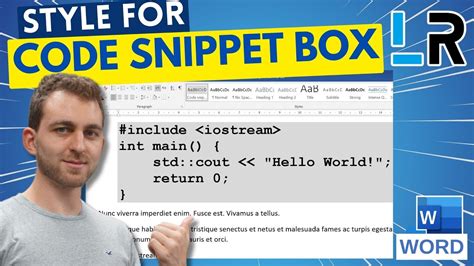 word code snippet box