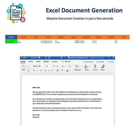 word document generator from excel