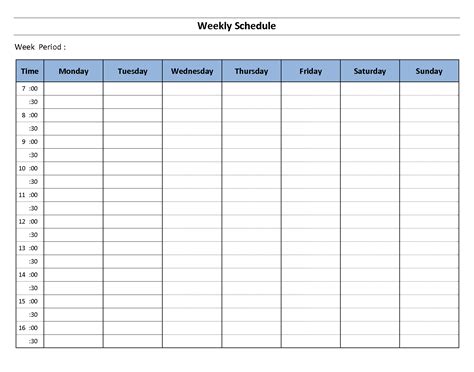 word document weekly schedule template