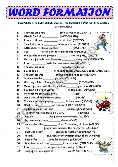 word formation exercises advanced