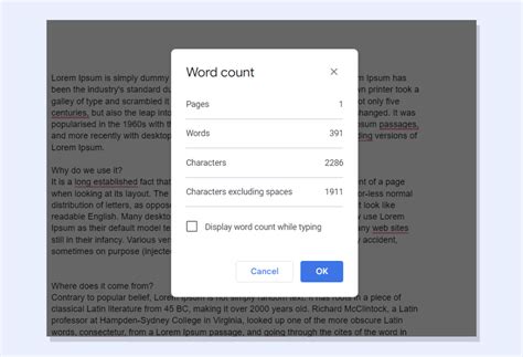 word limit on google docs
