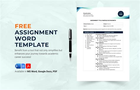 word template for assignment free