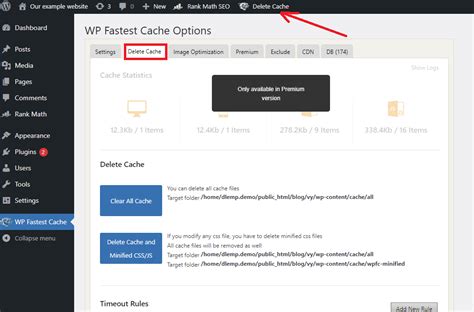 wordpress clear cache manually ftp