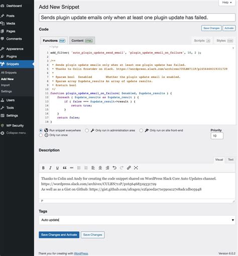 wordpress code snippets