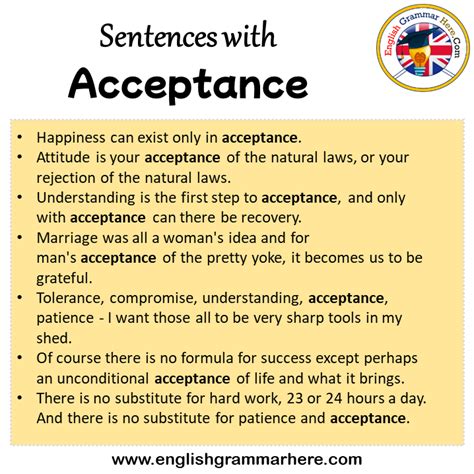 words of acceptance meaning and examples