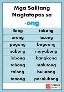 words that ends with ong in tagalog