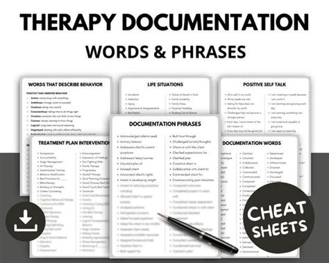 words to use in therapy documentation