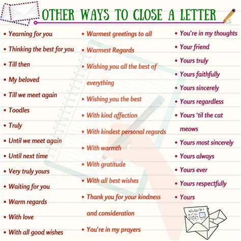 words to use when ending a letter