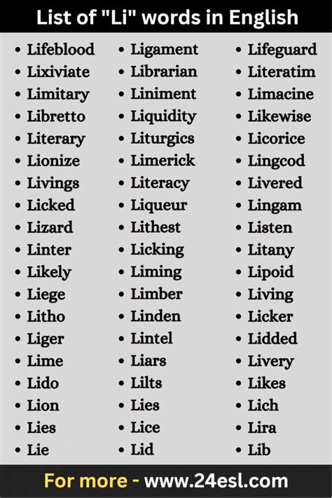 words with li at the end