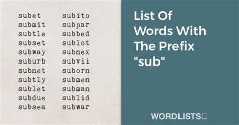 words with the prefix sub in them