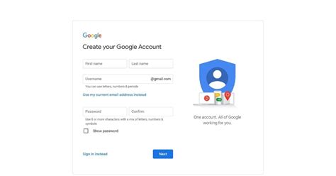work email id create free gmail