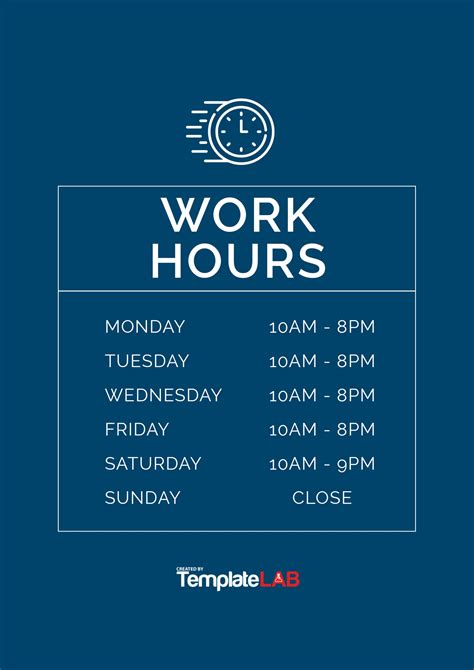 work hours template free