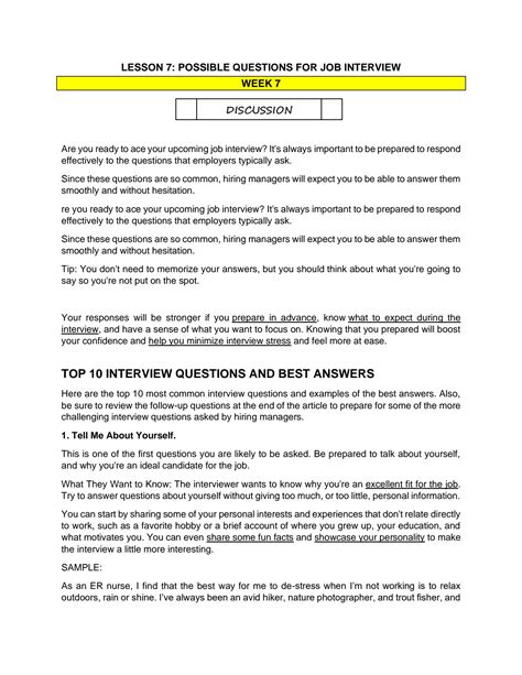 work immersion interview questions