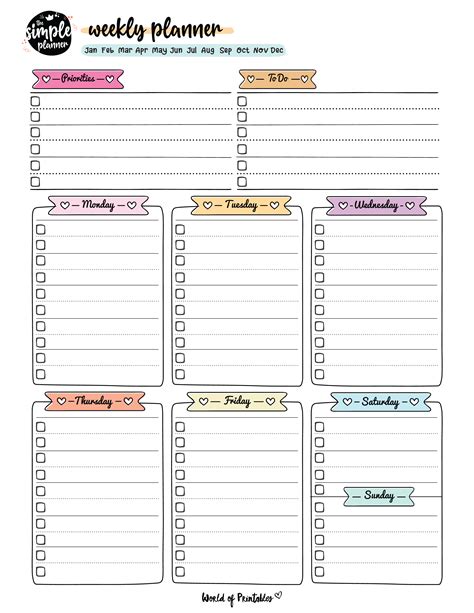 work planner template free