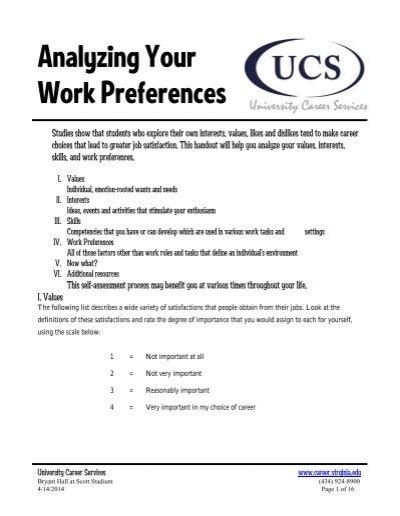 work preferences examples pdf