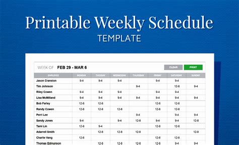 work schedule excel template
