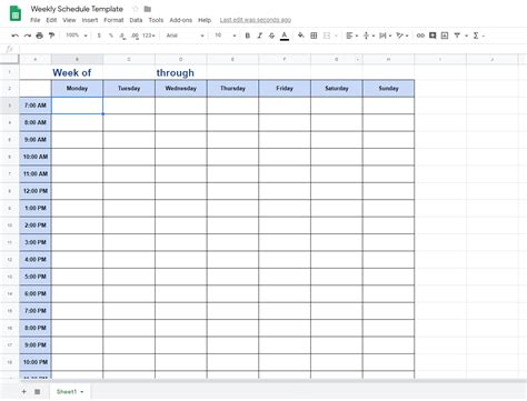 work schedule template google docs