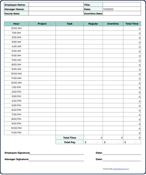 work time sheet template excel