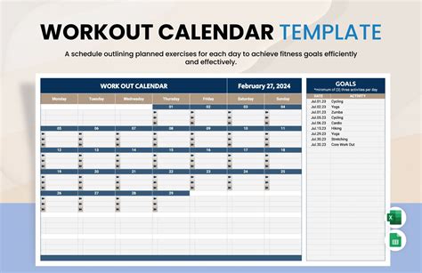 workout schedule template excel free