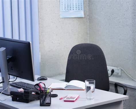 workplace with empty desk