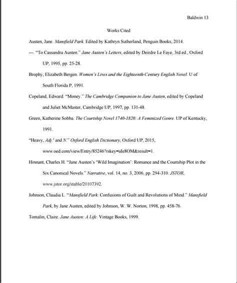 Works Cited Page Template